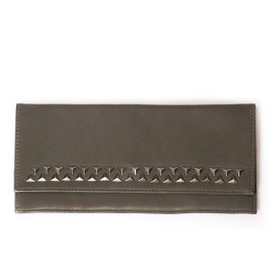 ONLY – Pochette Donna a Busta Grigio Scuro con Borchie – Borsa a Mano