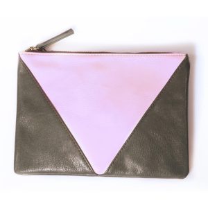 ONLY – Pochette Donna a Busta Bicolore – Grigio Scuro e Rosa in Ecopelle