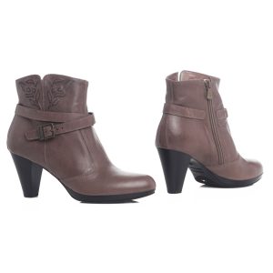 NERO GIARDINI – Tronchetto Donna Pelle Taupe con Tacco e Zip