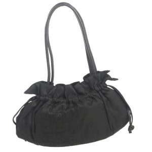 ANTONELLO SERIO – Borsa a mano nera in tela con manico in pelle