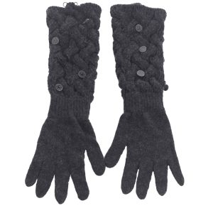 SAVE THE QUEEN – Guanti lunghi donna in lana grigio scuro al gomito