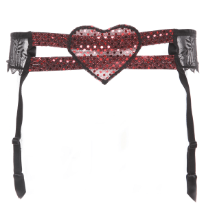 ROSAPOIS by VALERY Lingerie  – Reggicalze Rosso Donna in Pizzo con Cuore e Paillettes (S)