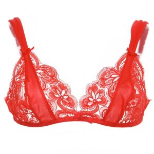 PENSIERI – Reggiseno Pizzo Rosso Sexy a Triangolo | Taglia S 40