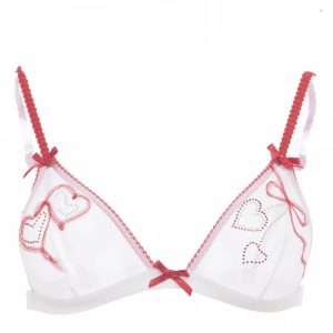 VERDISSIMA – Reggiseno soft donna bianco con cuori rossi