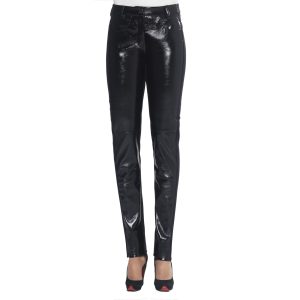 X’S Milano – Pantaloni Donna Neri Effetto Vernice Lucida | Taglia M 42 – L 46