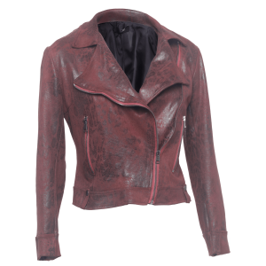 PLEASE – Giacca Biker Donna Bordeaux Effetto Scamosciato