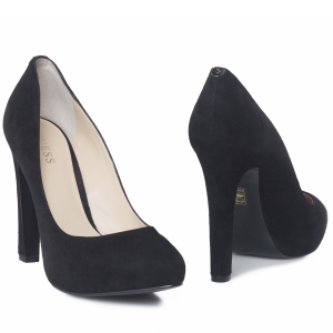 GUESS – Décolleté nere donna in suede con tacco 12 cm e plateau 2 cm