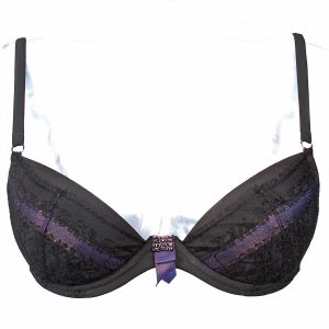 VALERY prestige – Reggiseno Nero in Pizzo con Fiocco Viola