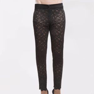 X’S Milano – Pantaloni in Pizzo Nero con Culotte Nude | Taglia M 44