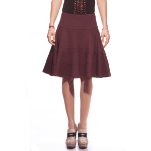 PATRIZIA PEPE – Gonna Donna a Campana in Lana e Cashmere Prugna