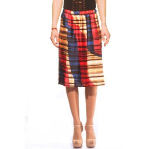 VICOLO – Gonna Donna a Pieghe Multicolore – Taglio al Ginocchio con Fascia Elastica (S)