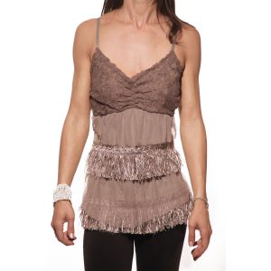 JAZZ MODA – Top Canotta Marrone con Applicazioni