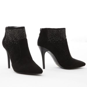 GATTINONI ROMA – Tronchetto Donna Nero con Strass e Tacco a Spillo