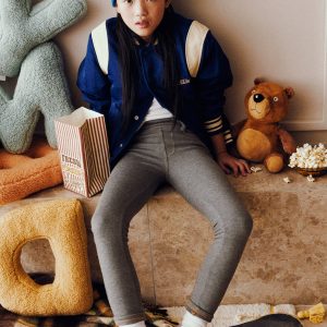 Leggings termici effetto denim grigio per bambine