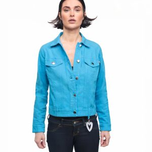LOVE MOSCHINO – Giacca Jeans Donna Azzurra – Leggera con Logo Cuore