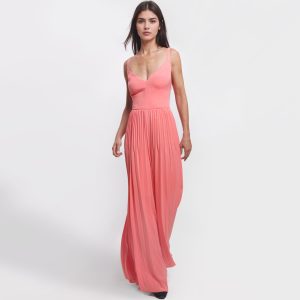 MARCIANO By Guess – Tuta Elegante Plissè Corallo con schiena intrecciata