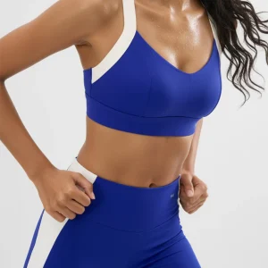 Reggiseno sportivo regolabile con ferretto bianco e blu elettrico