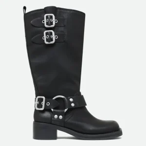 STEVE MADDEN – Stivale Eastern Nero da Donna con Cinturini e Fibbie, Tacco 4 cm