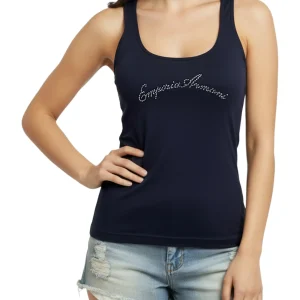 Canotta - Emporio Armani - blu navy strass
