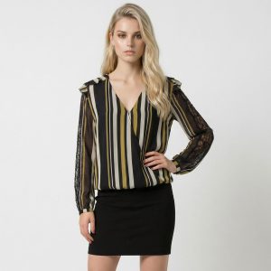 ANNARITA N – Abito Combinato con Pizzo e Righe | S