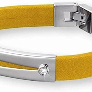 MORELLATO – Bracciale Acciaio e Pelle con Cristallo Decorativo