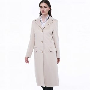 GENNY – Cappotto Beige in Lana e Angora Monopetto