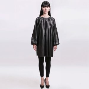 TWINSET ACTITUDE – Abito similpelle nera donna oversize (XS)