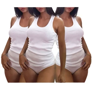 Canottiere a costine in cotone