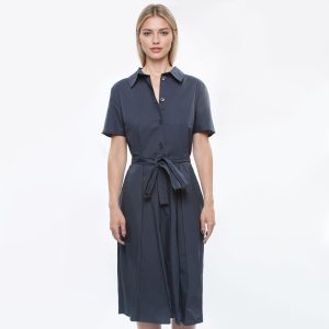 CRISTINA GAVIOLI – Abito Chemisier Blue Cotone con Cintura