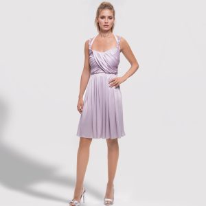 BLUMARINE – Abito Viola Drappeggiato con Laccetto