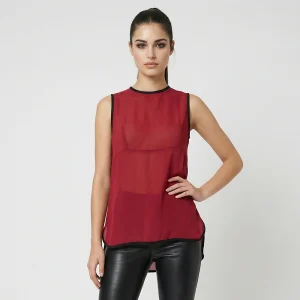 HOPE Collection – Top Rosso in Viscosa con Bordi a Contrasto