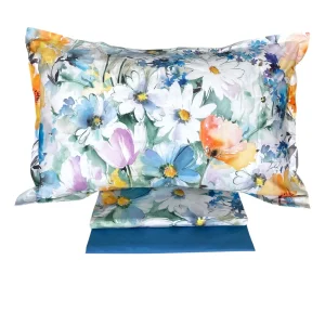 set lenzuola copriletto - Mirabello  - acquarello di fiori