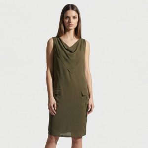 MAX MARA – Abito Donna Seta Verde Scuro Midi Elegante (S)