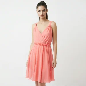 PATRIZIA PEPE – Vestito Cocktail Donna Scollato Rosso Corallo | Taglia M 44