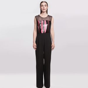 BEATRICE B – Tuta Elegante con Top in Paillettes e Pantaloni Palazzo | Taglia M 44