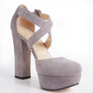 TWINSET – Décolleté Incrociata in Camoscio Grigio con Plateau