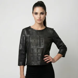 VERSACE JEANS – Maglia Interlock Celtic Nero con Zip Posteriore